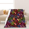 thumbnail image 1 of Blanket Hippie Peace Mushroom Butterfly Flower Blankets Warm Lightweight Throw Blanket All-Season for Couch Bed Man Women Girl 50"x60", 1 of 7