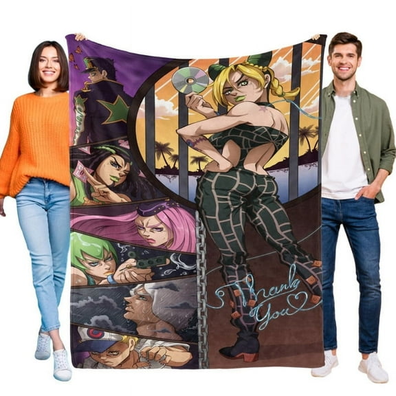 Blanket JoJo's Bizarre Adventure Anime Soft Throw Blanket Micro Fleece Fuzzy Blankets Thin Bed Couch Decor Adult Nap Bedroom Car All Season Birthday Gifts 60"X50"