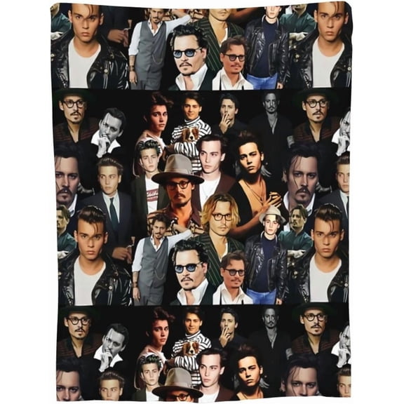 Blanket Johnny Depp Soft and Comfortable Warm Fleece Throw Blankets Gift for Room Sofa Office Bed car Camp Couch Decoration Cozy Plush Beach Blankets All Season