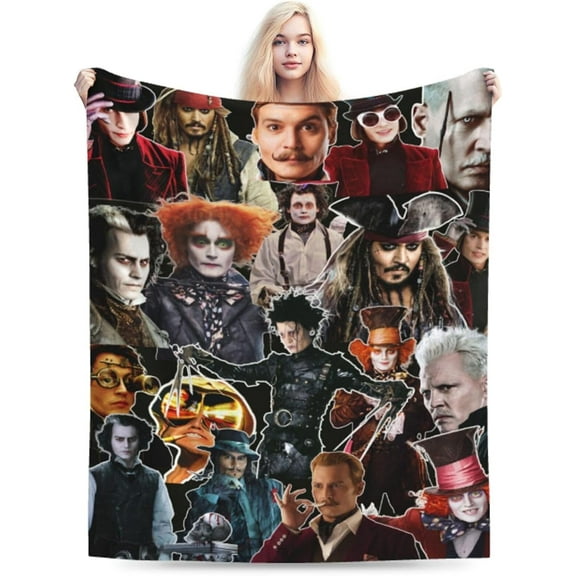 Blanket Johnny Depp Soft and Comfortable Warm Fleece Throw Blankets Yoga Blankets Beach Blanket Picnic Blankets Gift for Dorm room office decor Sofa Bed Camping Travel All Season