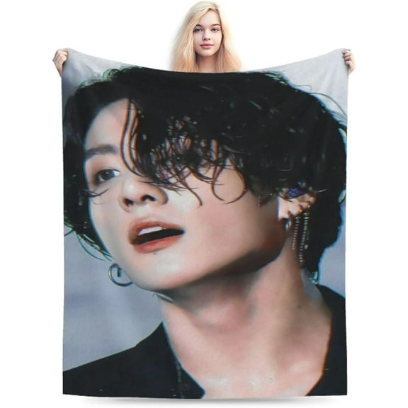 Blanket Jungkook Jeon Jung Kook Soft and Comfortable Warm Fleece Throw Blankets Yoga Blankets Beach Blanket Picnic Blankets Gift for Dorm room office decor Sofa Bed Camping Travel All Season