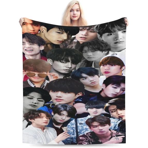 Blanket Jungkook Soft and Comfortable Wool Fleece Throw Blankets Gift for Home Decoration Sofa Office car Camping Yoga Travel Home Decoration Cozy Plush Beach