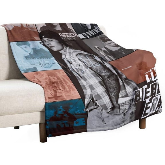 Blanket Justin Star Bieber Blanket Comfortable Warm Wool Blanket Fan Gift Suitable for Room Sofa Office Bed Car Camping Sofa Decoration Comfortable Plush Beach Blanket Four Seasons 30"x40"