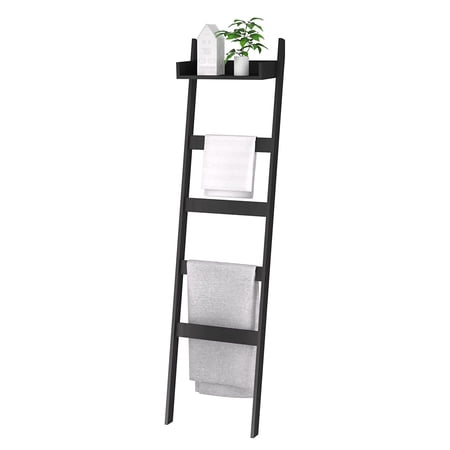 Blanket Ladder, 5-Tier Leaning Shelf, Wall Leaning Blanket Ladder Towel Storage Rack for Living Room
