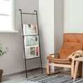 thumbnail image 1 of Blanket Ladder 5 Tier Metal Blanket Holder Towel Rack for Bathroom Laundry Room,Black, 1 of 9
