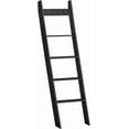 thumbnail image 1 of Blanket Ladder for Living Room and Bedroom, 5-Tier Wall Leaning Towel Rack for Bathroom, Decorative Ladder Shelf with 4 Removable Hooks, Farmhouse Blanket Storage, Black, 1 of 17