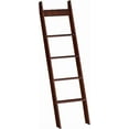 thumbnail image 1 of Blanket Ladder for Living Room and Bedroom, 5-Tier Wall Leaning Towel Rack for Bathroom, Decorative Ladder Shelf with 4 Removable Hooks, Farmhouse Blanket Storage, Brown, 1 of 17