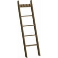thumbnail image 1 of Blanket Ladder for Living Room and Bedroom, 5-Tier Wall Leaning Towel Rack for Bathroom, Decorative Ladder Shelf with 4 Removable Hooks, Farmhouse Blanket Storage, Mocha, 1 of 9