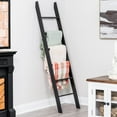 thumbnail image 1 of Blanket Ladder for Living Room and Bedroom, 6-Tier Wall Leaning Laminate Snag Free Construction (Black) Rustic Decorative Farmhouse Blanket Storage, Quilt Rack, Ladder Shelf, Easy Assembly, 1 of 5