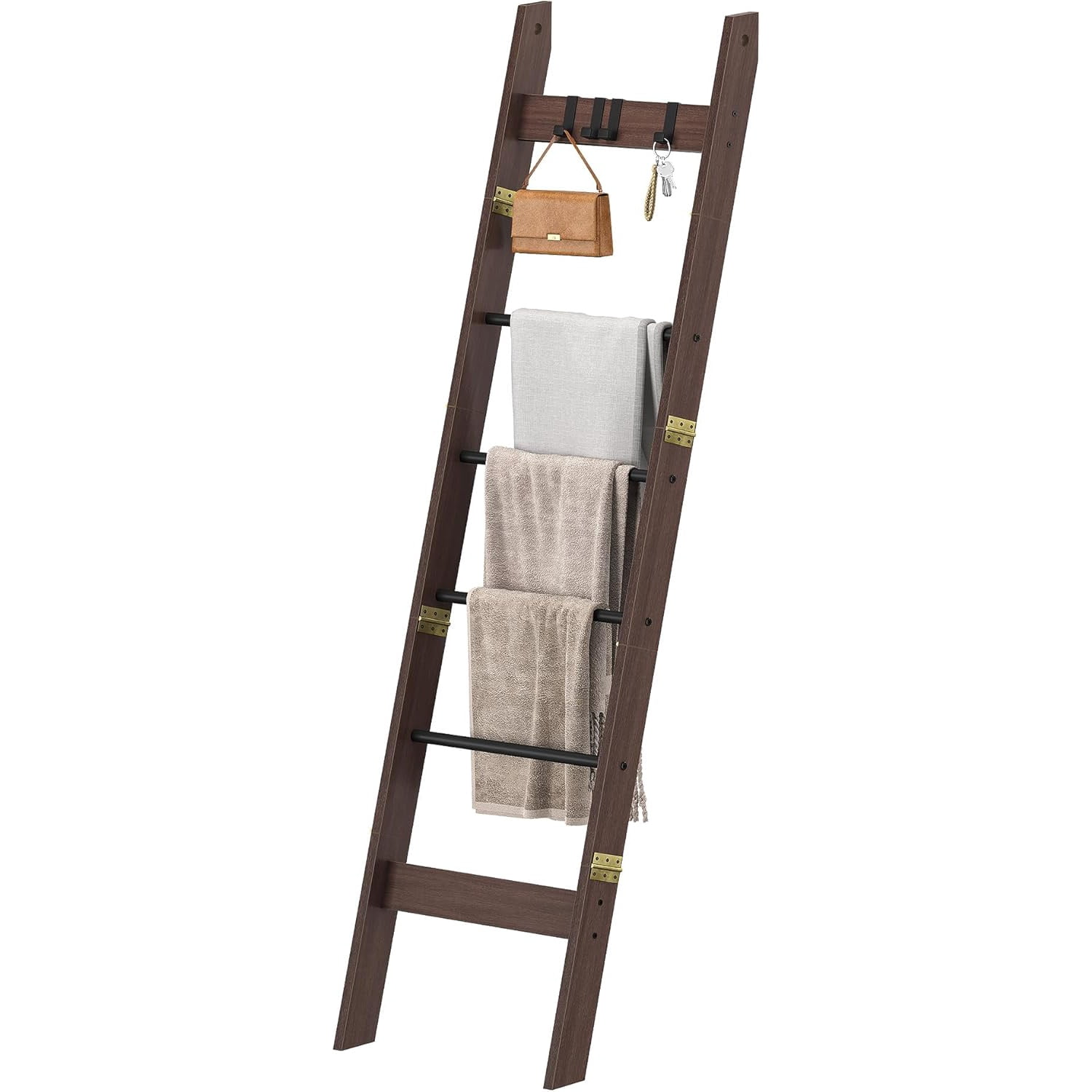 Blanket Ladder for Living Room, Decorative Quilt Rack with 4 Removable ...