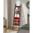 thumbnail image 1 of Blanket Ladder Shelf for Living Room, Decorative Wood Quilt Rack with 4 Hooks, 6-Tier, Rustic Brown, 1 of 7