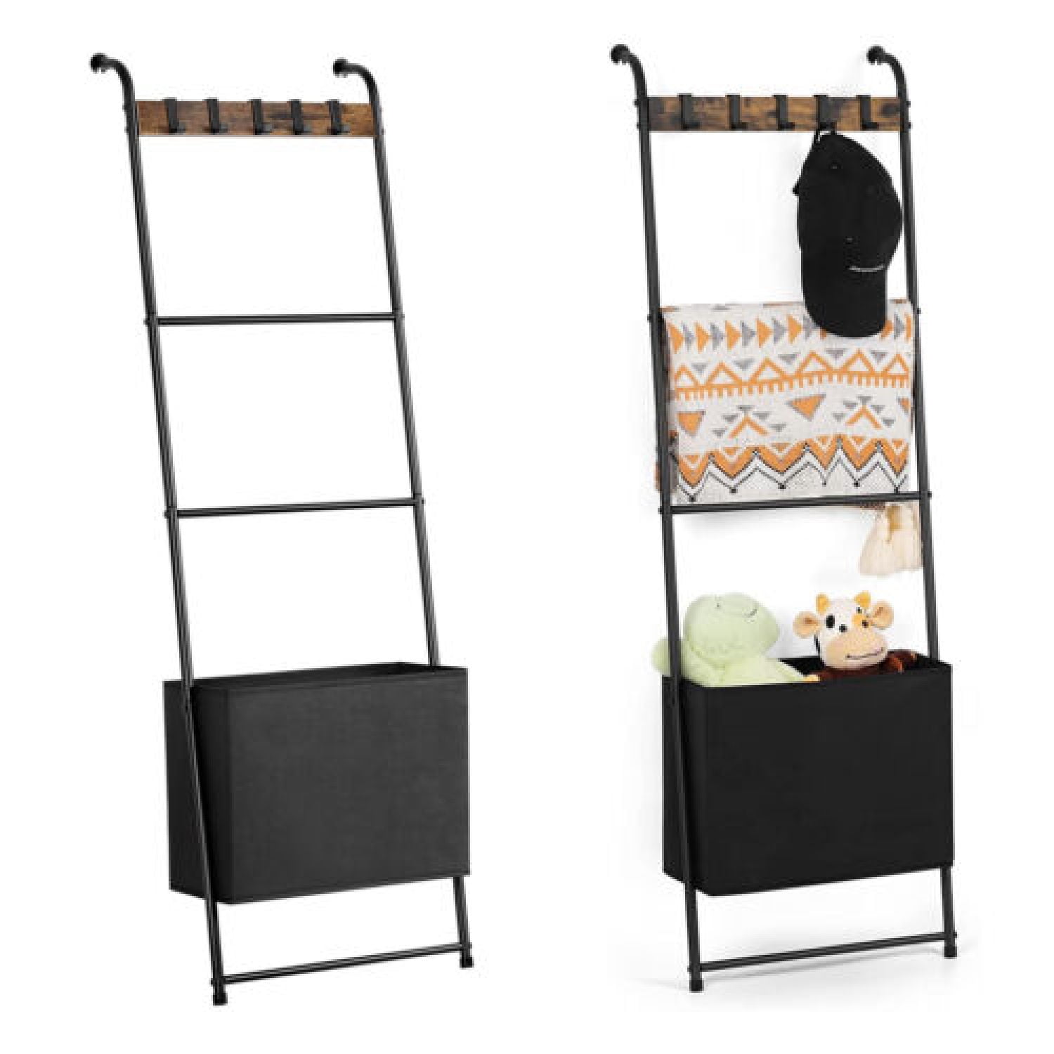 Blanket Ladder Towel Rack 4Tier Wall Leaning Blanket Ladder with