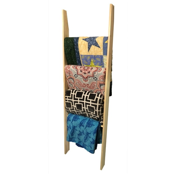 Blanket Ladder Wall Decor Shelf Quilt Display Pine Wood with a Natural Finish