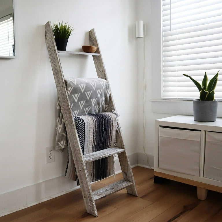 Rustic ladder blanket holder sale