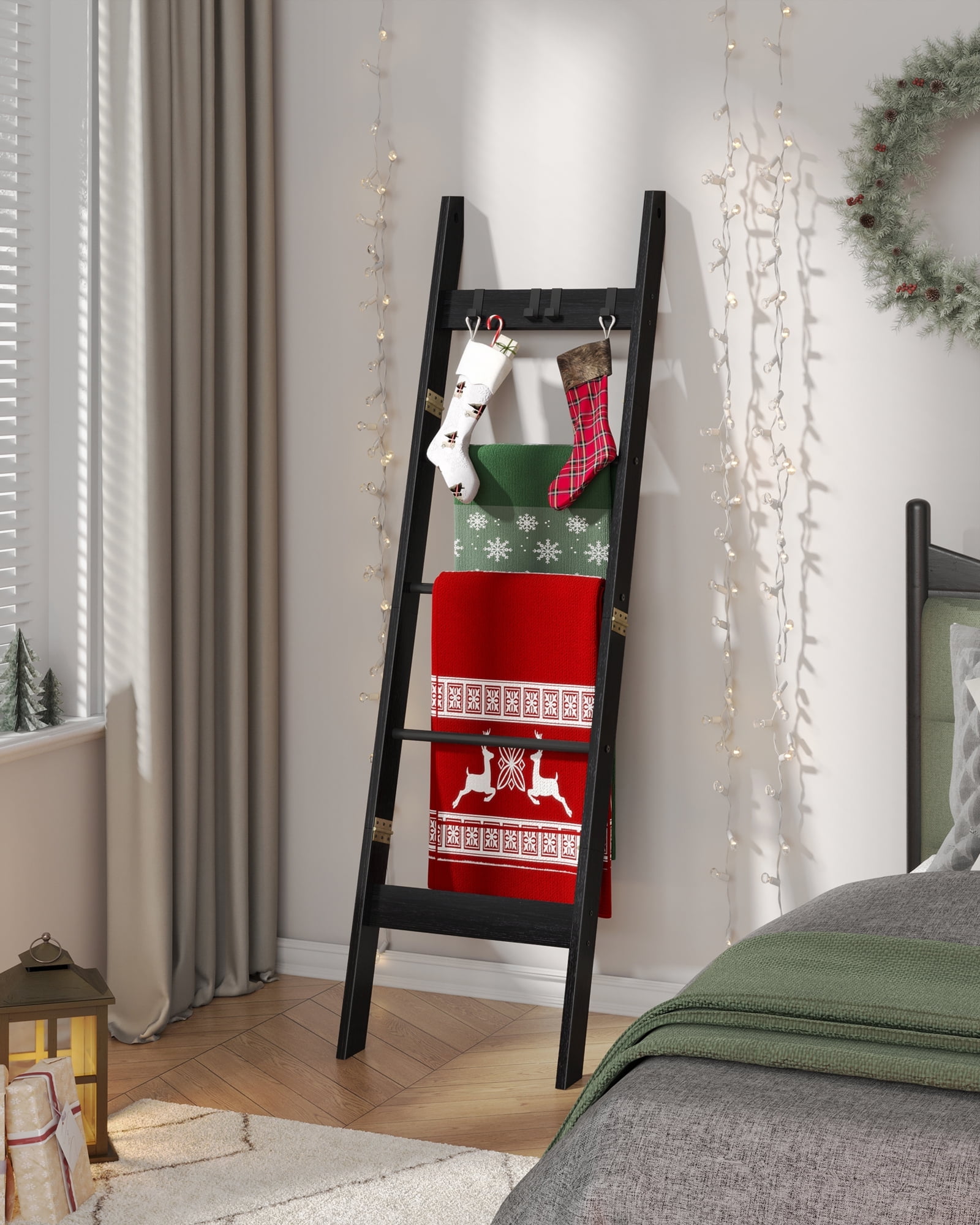 Blanket Ladder - for Bedroom, 5-Tier Farmhouse Ladder Holder Organizer for Bathroom Living Room - Walmart.com