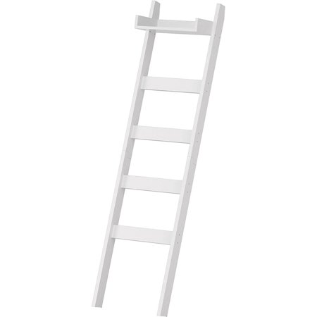 Blanket Ladder with Shelf, 5-Tier Bamboo Towel Racks White