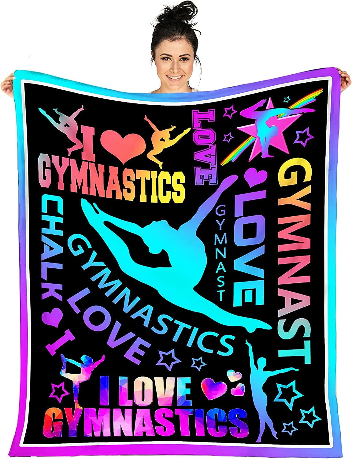 Blanket Love Gymnastics for Girls Gymnastics Lovers Gymnast Gifts Throw Blanket Teens Women Birthday Party Gifts Daughter Granddaughter Flannel Fleece Blankets for Bed Sofa Living Room Bedroom Office
