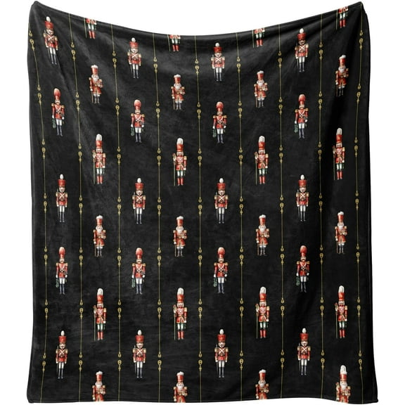 Blanket for Men Women,Winter Holiday Festival Cute Merry Xmas Nutcracker Throws,Soft Warm Flannel Fleece Blankets for Home Living Room Bed Chair Decor 60x50