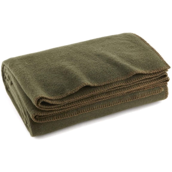 Blanket, Mil-spec, 66x90", 80/20 Wool, Man Made, OD