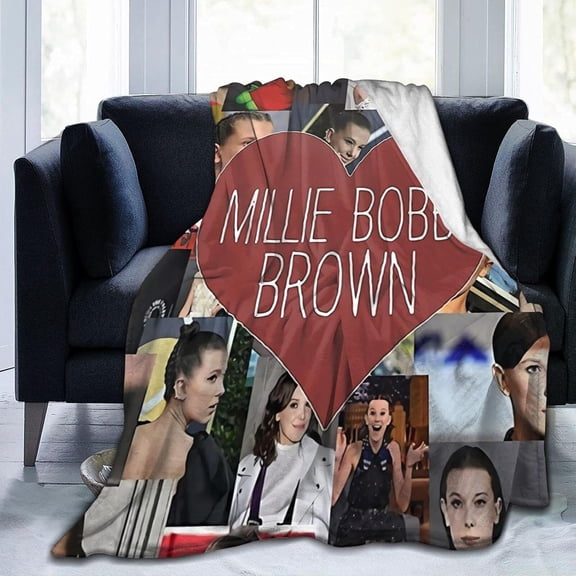 Blanket Millie Bobby Brown Soft and Comfortable Wool Fleece Throw Blankets for Sofa Office car Camping Yoga Travel Home Decoration Cozy Plush Beach Blanket Gift