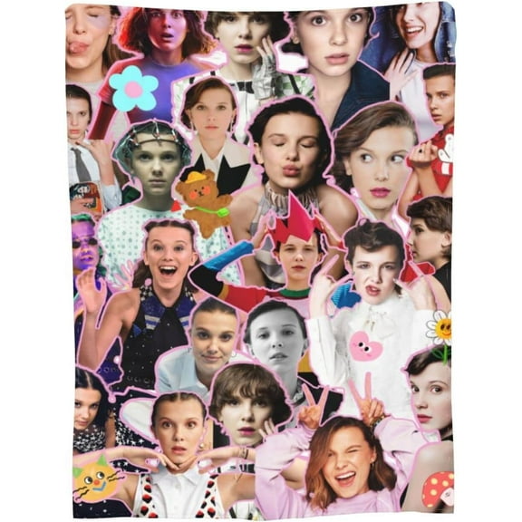 Blanket Millie Bobby Brown Soft and Comfortable Wool Fleece Throw Blankets for Sofa Office car Camping Yoga Travel Home Decoration Cozy Plush Beach Blanket Gift