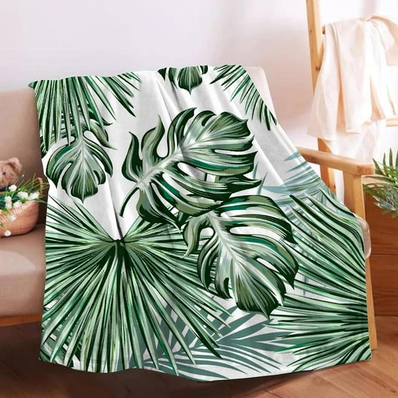 Blanket Monstera Deliciosa Palms Tropical Plants Soft Cozy Throw Lightweight Microplush Blankets for Couch Bed Sofa All Season Warm-60"x50" Twin for Teen
