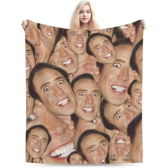 Blanket Nicolas Cage Soft and Comfortable Warm Fleece Throw Blankets Yoga Blankets Beach Blanket Picnic Blankets Gift for Dorm room office decor Sofa Bed Camping Travel All Season