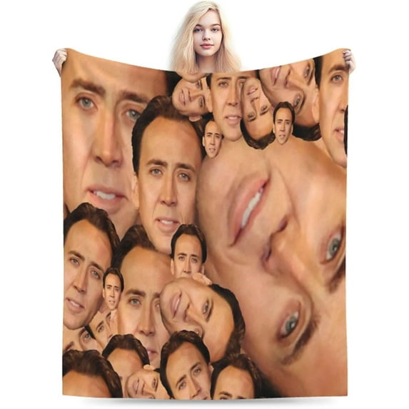 Blanket Nicolas Cage Soft and Comfortable Warm Fleece Throw Blankets Yoga Blankets Beach Blanket Picnic Blankets Gift for Dorm room office decor Sofa Bed Camping Travel All Season