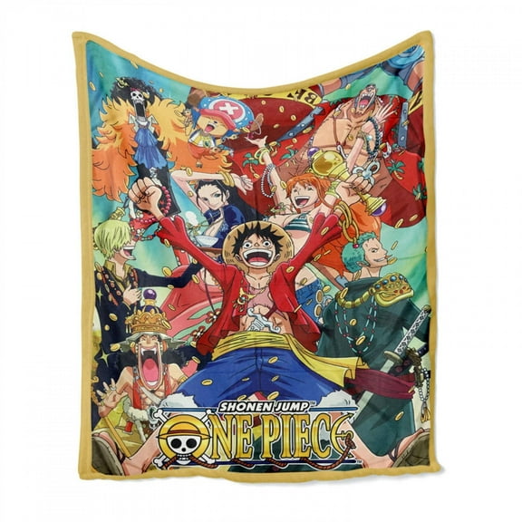 Great Eastern Entertainment One Piece Luffy Straw Hat Pirates Group Money Sublimation Throw Blanket