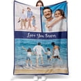thumbnail image 1 of Blanket with Photos Text, Personalized Blankets with Pictures Aniversary Birthday Valentine's Day Gifts, Customized Photo Gifts for Women,Men,Families,Boyfriend,Girlfriend Blankets, 1 of 5