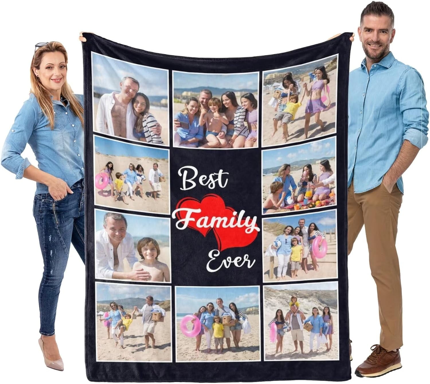 Blanket with Photos Text, Personalized Photo Blankets Throws for Son, Personalized Gifts with