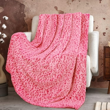 Blanket Pink Throw Soft Fleece Blankets Throw Blanket Lightweight Leopard Print-1 Throw Size
