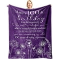 thumbnail image 1 of Blanket, Polyester Fleece, 50''''x60'''', Purple-100th Birthday for 100 Year Old Woman, Turning 100, All Seasons, Indoor-Outdoor Use, 1 of 6
