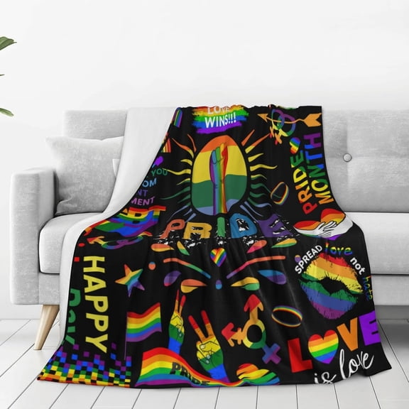 Blanket Pride Throw Rainbow Blankets Soft Rainbow Leopard Print Throw for Lesbian Pride Gifts for Bed Sofa 60"X50"