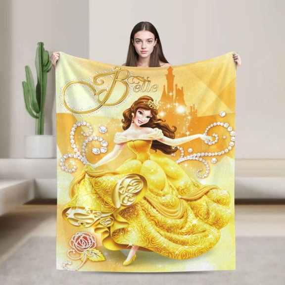 Blanket Princess Belle Flannel Blanket Funny Ultra-Soft Micro Warm Throw Blanket For Boys Girls Young Adults, Warm Flannel Blanket For Living Room Bedroom Couch Bed 40"X30"