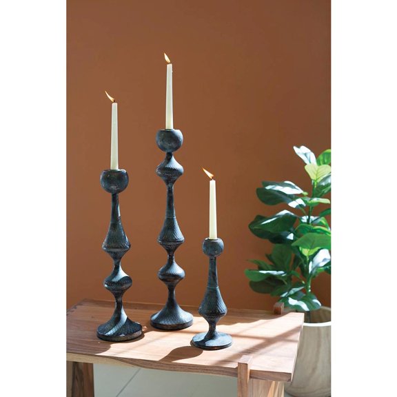 SET OF THREE METAL CANDLE TOWERS