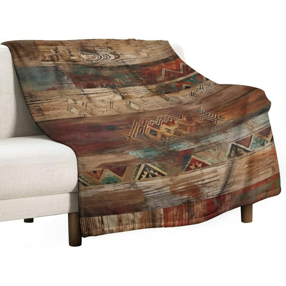 Blanket Rustic Southwest Red Brown Abstract Throw Blankets for Bed Vintage Southwest American Flannel Blanket Warm Plush Home Decor for Bed Couch Chair Living Room Birthday Gift 40"x50"