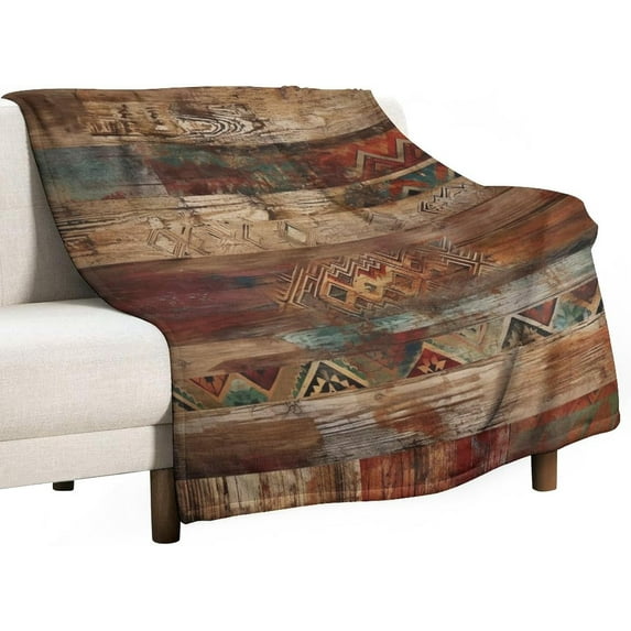 Blanket Rustic Southwest Red Brown Abstract Throw Blankets for Bed Vintage Southwest American Flannel Blanket Warm Plush Home Decor for Bed Couch Chair Living Room Birthday Gift 40"x50"