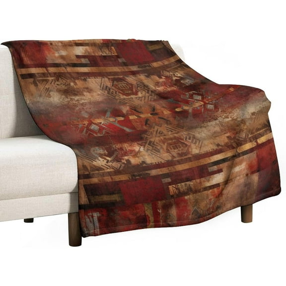 Blanket Rustic Southwest Red Brown Abstract Throw Blankets for Bed Vintage Southwest American Flannel Blanket Warm Plush Home Decor for Bed Couch Chair Living Room Birthday Gift 40"x50"