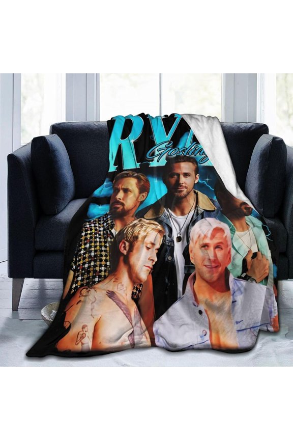 Blanket Ryan Actor Gosling Throw Flannel Blankets Warm Soft Cozy Fuzzy Blanket for Bed Sofa Couch Camping Travel Gift Blankets for All Seasons 50"x40"
