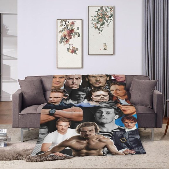 Blanket Sam Heughan Soft and Comfortable Wool Fleece Throw Blankets Gift for Home Decoration Sofa Office car Camping Yoga Travel Home Decoration Cozy Plush Beach