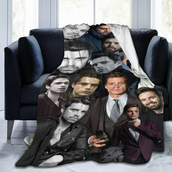 Blanket Sebastian Stan Soft and Comfortable Wool Fleece Throw Blankets Gift for Home Decoration Sofa Office car Camping Yoga Travel Home Decoration Cozy Plush Beach