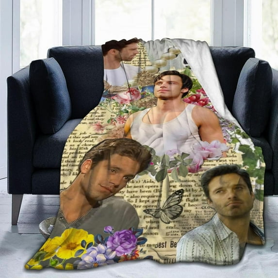 Blanket Sebastians Actors Stan Throw Flannel Blankets Warm Soft Cozy Fuzzy Air Conditioning Blanket for Living Room Sofa Bed Gift Blankets for All Seasons 30"x40"