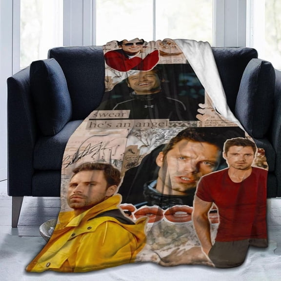 Blanket Sebastians Actors Stan Throw Flannel Blankets Warm Soft Cozy Fuzzy Air Conditioning Blanket for Living Room Sofa Bed Gift Blankets for All Seasons 30"x40"