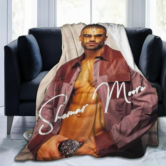 Blanket Shemar Actor Moore Throw Flannel Blankets Warm Soft Cozy Fuzzy Blanket for Bed Sofa Couch Camping Travel Gift Blankets for All Seasons 60"x50"