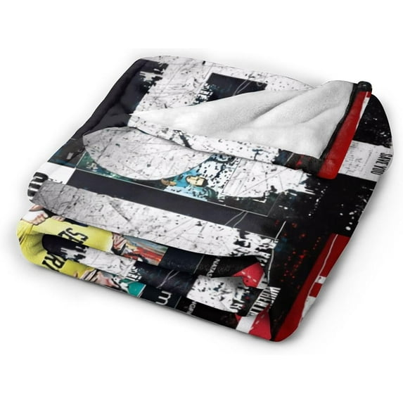 Blanket Simple Music Plan Band Throw Flannel Blankets Soft Bed Blanket for Couch Sofa Bedroom Home Decor Gift Blankets for All Seasons 40x50