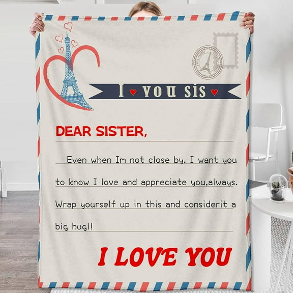 Blanket for Sister,Sister Birthday Gifts,Sister Mothers Day Blanket Gift Ideas, Sisters Gifts from Sister, Presents for Sister on Valetines Day, Christmas, Dear Sister Blanket, 60"x50"