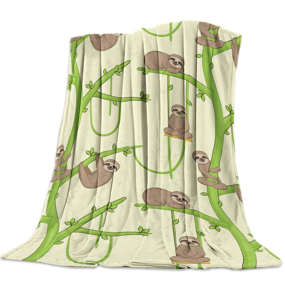 Blanket Sloth Leaves Cute Animal Cartoon Tropical Forest Hawaiian