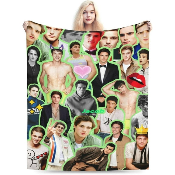 Blanket Soft and Comfortable Warm Fleece Jacob Elordi Throw Blankets Beach blanket Decoration Gift for Decor Living room dormitory Picnic Yoga Sofa Bed Camping Travel All Season