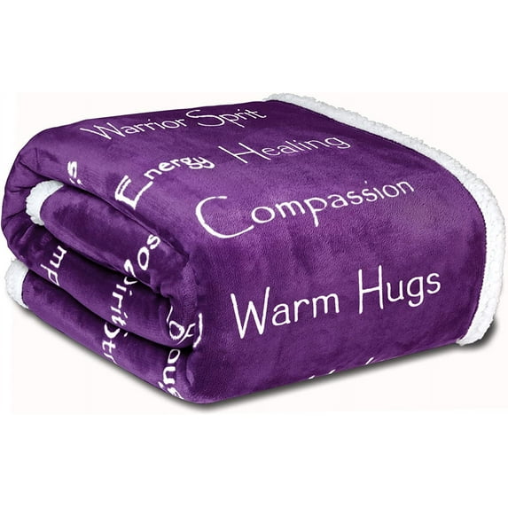 Blanket Strength Courage Super Soft Warm Hugs Blanket, Get Well Gift Blanket Plush Healing Thoughts Positive Energy Love & Hope with Fluffy Comfort (60x 80)